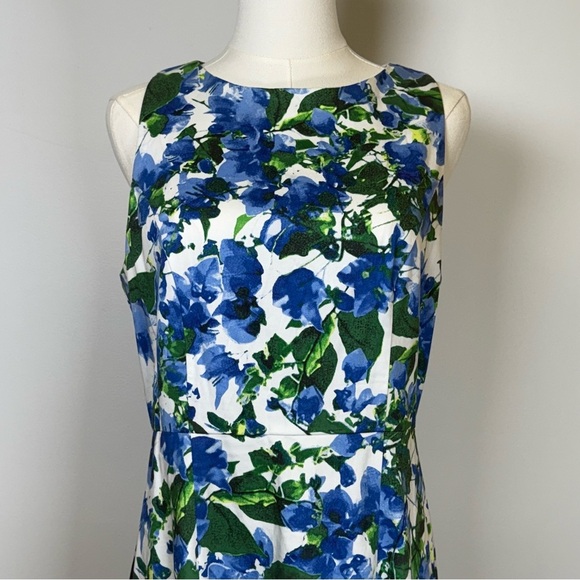 MILLY Capri Floral Sleeveless Dress Cotton Fit And Flare Women’s Size 10 - Picture 2 of 12